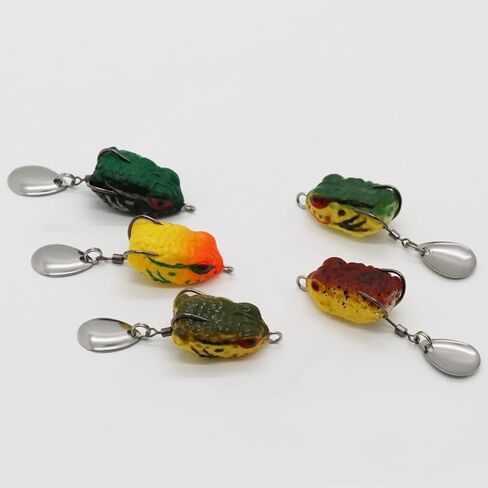طقم طُعم صيد سمك السلمون المرقط من Topwater Frog Lure Bass مجموعة دعامة واقعية لضفدع السباحة الناعم طُعم عائم مع خطافات بدون أعشاب للمياه العذبة والمياه المالحة in Kuwait
