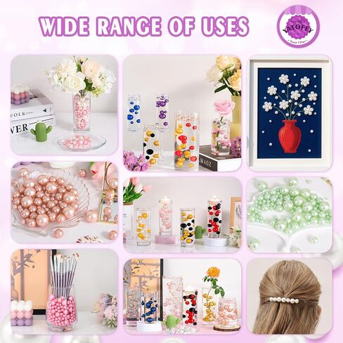 220Pcs White Pearl Beads for Vase Filler, No Hole Faux Pearls for Candle Centerpieces, Wedding Centerpiece, Birthday Party Home Decor, 8/14/20mm in Saudi Arabia