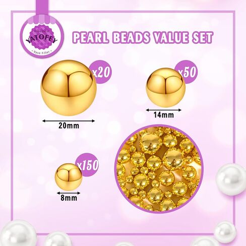 220Pcs White Pearl Beads for Vase Filler, No Hole Faux Pearls for Candle Centerpieces, Wedding Centerpiece, Birthday Party Home Decor, 8/14/20mm in Saudi Arabia
