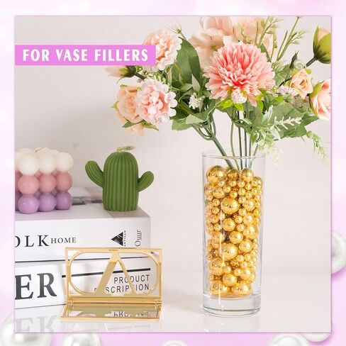220Pcs White Pearl Beads for Vase Filler, No Hole Faux Pearls for Candle Centerpieces, Wedding Centerpiece, Birthday Party Home Decor, 8/14/20mm in Saudi Arabia