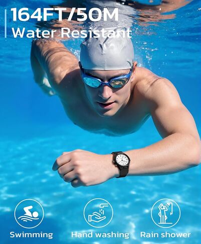 Watch for Men Women Big Face Classic Analog Quartz Sports Backlight Unisex Waterproof Nurse Watch for Medical Army Military Time with Second Hand Easy to Read Casual Wristwatch in Kuwait