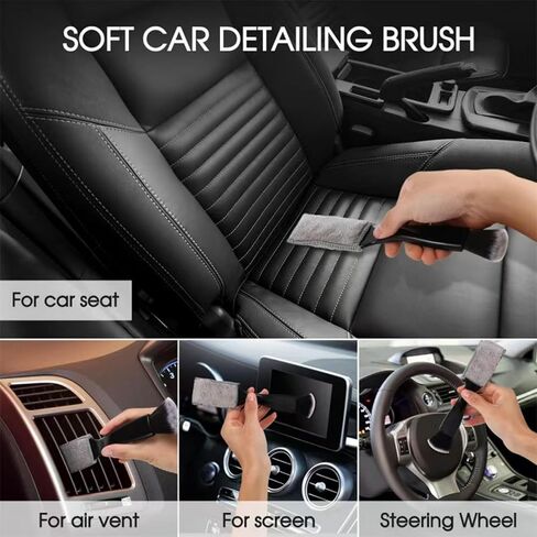 5 Pieces Car Detail Brushes Interior Cleaning Brushes 3 Soft Premium Detail Brushes and 2 Interior Cleaning Lint Brushes for Cleaning The Interior and Exterior of Your car in Kuwait