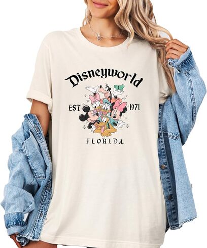 قميص Retro D.world Florida، قميص Est 1971، قميص العطلة، قميص ريترو، قميص العطلة المطابق، قميص M. ickey وF. riends in Saudi Arabia