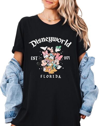 قميص Retro D.world Florida، قميص Est 1971، قميص العطلة، قميص ريترو، قميص العطلة المطابق، قميص M. ickey وF. riends in Saudi Arabia