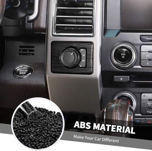 Jimen Fit for Ford F150 2015-2020, 2PCS 4WD Four Wheel Drive Switch Frame & Center Console Power Outlet Cover Trim (Carbon Fiber) in Saudi Arabia