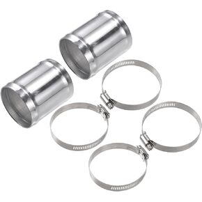 X AUTOHAUX OD 3.5" 89mm Length 3" 76mm Aluminum Alloy Tube Intercooler Pipe Straight Air Intake Tube with 4 Clamps Silver Tone for Car