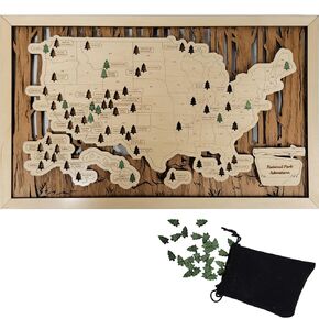 Livin Harmony National Parks Map 11x19 Wooden Push Pins Travel Map Tracker - National Parks Gifts Decor National Parks Scratch Off Map & National Park Checklist Wood Poster, National Parks Bucket List
