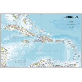 National Geographic: Caribbean Classic Wall Map - 36 x 24 inches - Art Quality Print