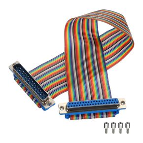 MECCANIXITY 1 Pcs IDC Rainbow Wire Flat Ribbon Cable DB37 Male to DB37 Female 11.8 Inch Length 2.54mm Pitch Breadboard Jumper Wires for Electronic Projects