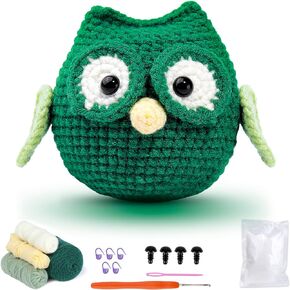 Happnear Crochet Kit for Beginners, 4Pcs Crochet Animal Kit with Step-by-Step Video Tutorials, Knitting Kit for Starter, Learn to Crochet Kit for Adult Kids, Include Yarns, Hook, Accessories