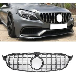 MUCCGQ GT R Grill Grille For Mercedes Benz W205 C200 C250 C350 2015-2018 W/Camera (Silver) in Saudi Arabia
