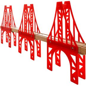 Wooden Train Bridges, Bridge Support, Wooden Train Track Accessories, Wooden Train Track, Train Tracks Compatible with All Major Brands, Wooden Toys for Girls & Boys