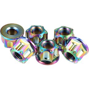 Motoforti 6pcs Titanium Alloy M6 Pitch 1.0mm Flange Bolt Nut for Bicycle Motorcycle Motor Bike Rear Wheel Axle Sprocket Car Modification Accessories Fancy Blue