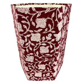 Fern Trail 3.3 Gallon Waste Basket | Small Decorative Block Printed Trash Can | Living Room, Bedroom, Bathroom | Eco Friendly and Plastic Free