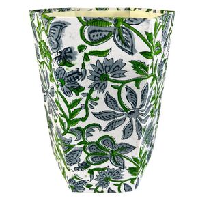 Fern Trail 3.3 Gallon Waste Basket | Small Decorative Block Printed Trash Can | Living Room, Bedroom, Bathroom | Eco Friendly and Plastic Free