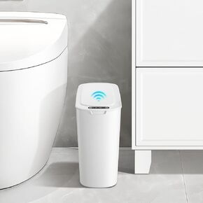 2.6 Gallon Automatic Bathroom Trash Can, Touchless Motion Sensor Garbage Can with Lid, Smart Plastic Slim Wastebasket for Bedroom, Office, Dorm, rv (Black)