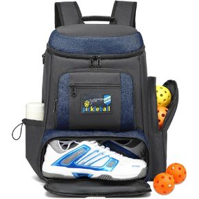 Pickleball Bag, Pickleball Backpack for Women Men - Fits 2 to 4 Paddles with Shoe Compartment & Fence Hook