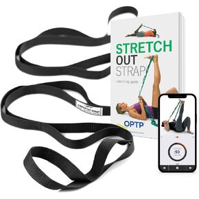 The Original Stretch Out Strap XL with Exercise Book, USA Made Top Choice Stretch Out Straps for Physical Therapy, Yoga Stretching Strap or Knee Therapy Strap by OPTP