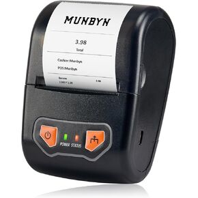 MUNBYN Bluetooth Receipt Printer, Portable Thermal Receipt Printer for Small Business Sales Retail, 58mm Mini Receipt Printer Compatible with Android/Windows/Mac/ChromeOS/Linux(Not Support iOS)