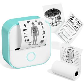 Memoqueen Mini Sticker Printer T02 Sticker Maker Machine, Pocket Thermal Photo Printer for Photos, Diaries, Memo, Study Notes, Work Plans, Wireless Receipt Printer Compatible with iOS & Android, Green