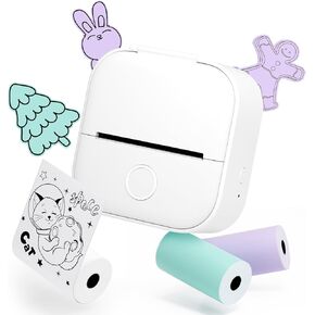 Memoqueen T02 Mini Printer, Transparent Thermal Sticker Print Pods, Bluetooth Portable Printers, Fun Creation Gifts for Holiday, DIY Travel, Memos, Study Notes, Compatible with iOS & Android, Pink in Kuwait