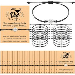 Yinkin 24 Pcs Graduation Bracelet Set 2024 Graduation Gifts Adjustable Compass Bracelets Cards for Classmates(Classic) in Saudi Arabia