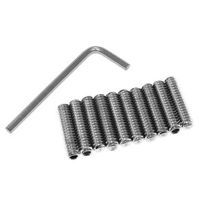 10pcs 304 Stainless Steel Allen Head Hex Hexagon Socket Flat Point Set Screw End Grub Headless Bolt 1/4-20 x 3/8" with Hex Drive Wrench