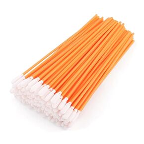 Foam Swabs 4.1" (100 pcs, Round Head, Orange) Cleanroom Detailing Swab Sponge Sticks for Inkjet Printer, Optical Instruments (C5709C)