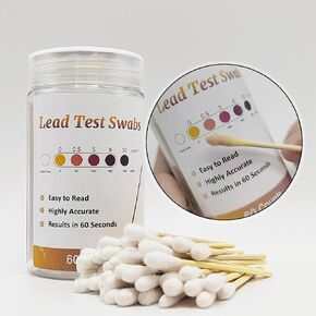 60PCS Upgraded Lead Test Swabs, Lead Test Kit with Swabs for Home Use Rapid Lead Test Results in 30 Seconds on Painted Surfaces, Ceramics, Dishes, Metal, and Wood