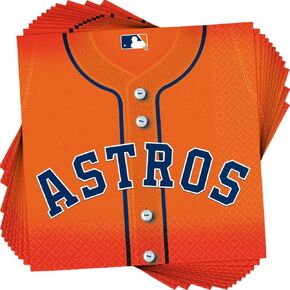 Houston Astros Orange Luncheon Paper Napkins - 6.5" x 6.5" (Pack Of 36) - Vibrant, Sturdy, Soft & Eco-Friendly Napkins - Perfect For Astros Fans & Themed Celebrations