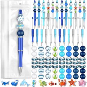 Colarr 24 Sets Plastic Beadable Pens DIY Pens Making Kit Assorted Wood Beads Crystal Spacer Black Ink Ballpoint for Women Crafts Office Family Gifts(Sunflower)