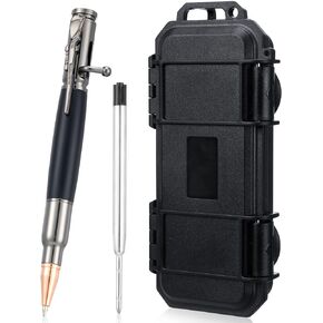 Crtiin Bolt Action Pen Bullet Pen with Gift Box Tactical Ballpoint Solid for Gun Lover with Black Ink Refills for Dad Husband Boyfriend Teacher Christmas Valentine Gift(Wood)