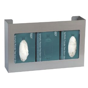 American Made Stainless Steel Triple Glove Box Holder (10"H x 16"W x 3 3/4"D)