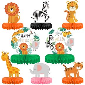 Safari Birthday Decorations Table Centerpiece - Jungle Animals Theme Party Supplies, Honeycomb Table Toppers for Animal Jungle Theme Party Decorations