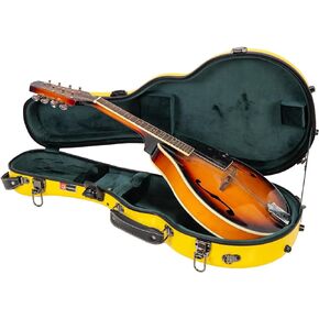 Crossrock Fiberglass Mandolin Case-Universal Designed for Both A and F Style, with Accessory Compartment, Backpack Straps, TSA Lock-Yellow (CRF2020MAFYL)