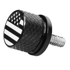Stainless Knurled Fender Seat Bolt Screw 1/4"-20 Thread Compatible with Harley 1996-2023 Sportster Dyna Softail Touring CVO - American Flag - Black