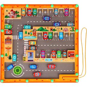 Magnetic Alphabet Maze Learning Toys, Montessori Fine Motor Skills Toys for 3+ Year Old, Wooden Learning Letter Toddler Puzzle Board, Kids Preschool Learning Activities, Sensory Toys