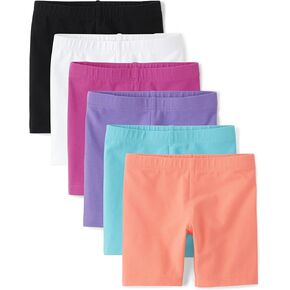The Children's Place Baby Girls' and Toddler Solid Bike Shorts, Pink/Purple/Black Multi 6-Pack, 5 Years
