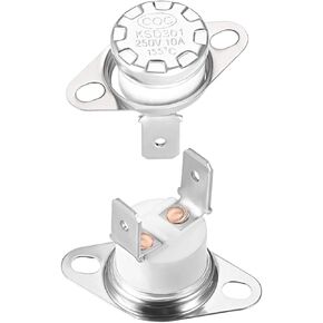 uxcell KSD301 Thermostat 155°C/311°F 10A Normally Closed N.C Adjust Snap Disc Temperature Switch 2pcs