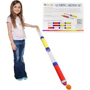 Toy Tunnel Ball Drop Race Track Set (7-Piece Set); Toy Car/Ball Ramp Play Set STEM Toy