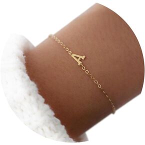 Dainty Classic Initial Bracelet For Women Girls,18K gold plated Stainless steel letter Link Chain Bracelet For Women Teen Girl Jewelry Gifts