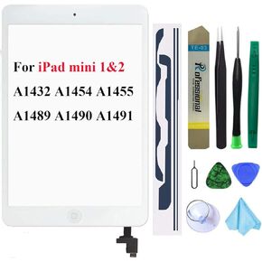 Dedia for iPad Mini 1 / iPad Mini2 7.9 Inch Touch Screen Replacement,A1432 A1454 A1455 A1489 A1490 Digitizer Glass Assembly with IC Chip & Home Button+Cameral Holder+Pre-Installed Adhesive + Tool Kit,