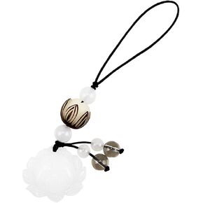 Cell Phone Strap Jade Lotus Flower Charm Beads Cell Phone Strap Hanging Lucky Charm Afghan White Jade Lotus Decoration Portable Hanging Lanyard for Men Women Outdoor Work in Saudi Arabia