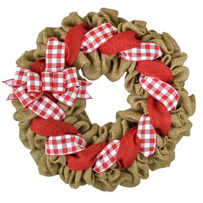 Buffalo Check Burlap Front Door Wreath - Black White Everyday Year Round Decor - Gift for Mom