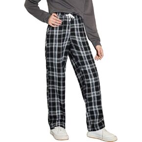 COZYEASE Girls' Plaid Drawstring Waist Pants Casual Straight Leg Trousers with Pockets Trendy