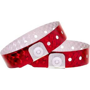 Ouchan Holographic Plastic Wristbands Blue - 100 Pack Wristbands for Events Parties