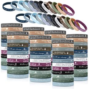 HyDren 120 Pcs Religious Silicone Wristbands Bulk Bible Rubber Bracelets Colorful Inspirational Christian Rubber Bracelets for Men Women Sunday Christian Gifts Bulk(Pastel Colors)