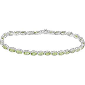 925 Sterling Silver Genuine Oval Peridot 6-3/4 Ct Gorgeous Bracelet, 7 in Length