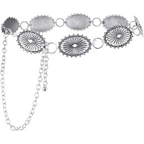 Metal Chain Belt for Women Waist Chain for Dresses Jeans Western Belt Cowgirl Concho Belt