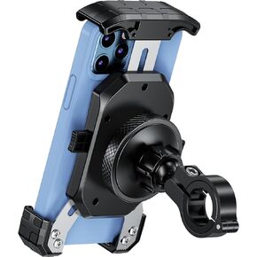 Kewig Motorcycle Phone Mount with Vibration Dampener, Antishake Bike Phone Mount, One-Push Automatically Lock & Quick Release Motorcycle Phone Holder, Adjustable Bike Phone Handlebar Fit for 4-7''